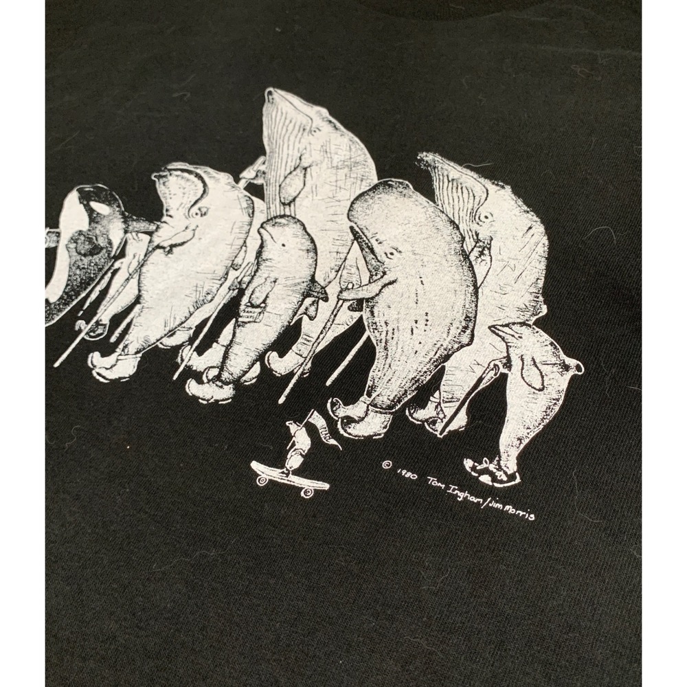 VTG 80s Whale Graphic T Sz L‎ Single Stitch Nature Tom Ingram Jim Morris rare - Picture 4 of 5